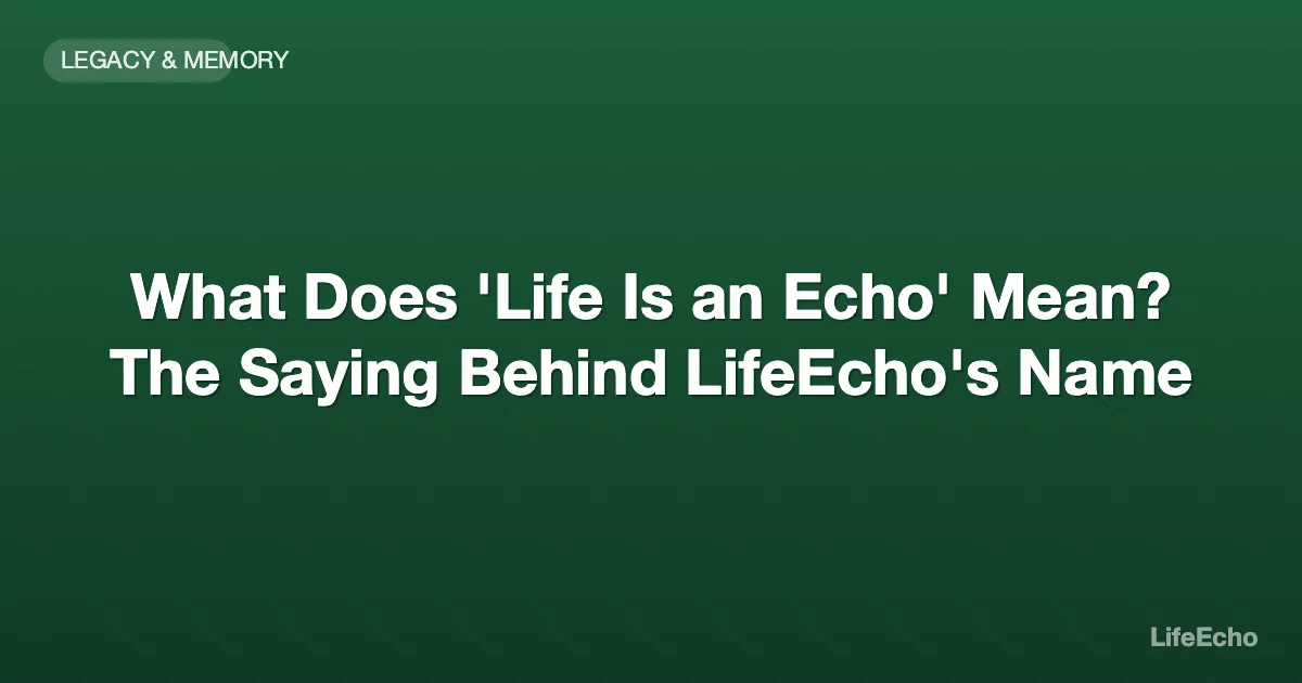 What Does 'Life Is an Echo' Mean? The Saying Behind LifeEcho's Name — LifeEcho